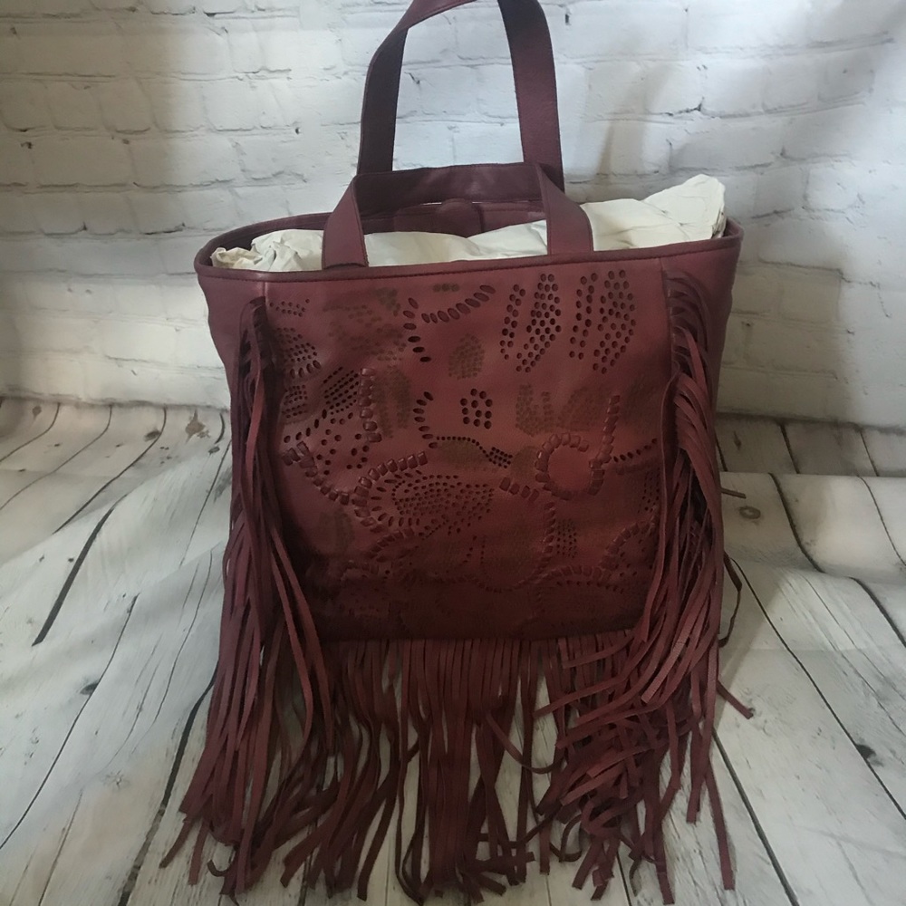 FRYE Vivian Leather Fringe Tote Bag - Picture 6 of 9